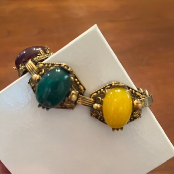 Vintage Gold-tone Multi-stone Bracelet - Picture 4 of 13